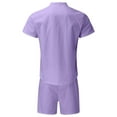 thumbnail image 5 of zuwimk Men Clothing Sets Outfits,Men's 2 Pieces Cotton Linen Set Henley Shirt Long Sleeve and Casual Beach Pants Summer Yoga Outfits Purple,XXL, 5 of 5