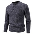 thumbnail image 1 of fheaev Sweater for Men Fall Soft Classic Pullover Top Men Casual Fashion Button Half Cardigan Round Neck Elasticity Sweater Base Layer Knit Long Sleeve Sweater, 1 of 5