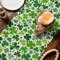 thumbnail image 3 of St. Patrick's Day Table Runner - 48 Inch Long Vintage Spring Green Lucky Irish Clovers Cotton and Linen Blended Dress Scarves Farmhouse Table Runner for Kitchen Dining, Coffee Table, 13" x 48", 3 of 8