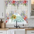 thumbnail image 3 of Swag Valance Curtains for Windows, Pink Flowers Light Filtering Kitchen Curtains with Rod Pocket, Spring Floral Elegant Pastoral Wooden Window Treatment Valances for Living Room, 36x45 - 2 PCS, 3 of 9