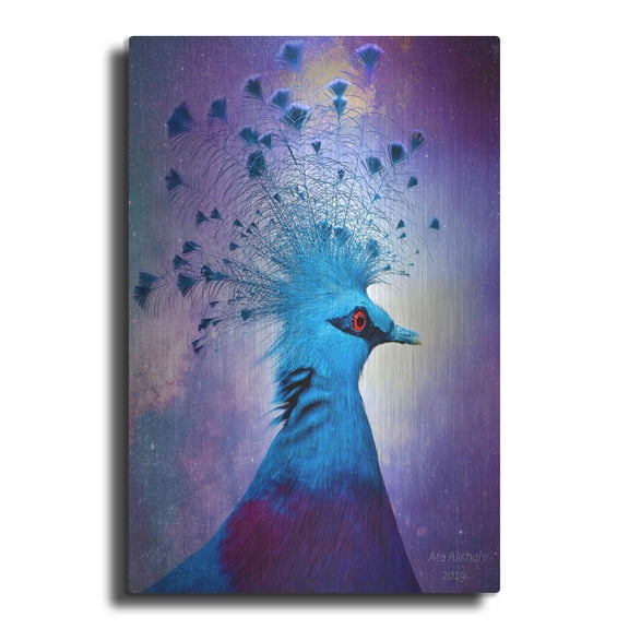 Luxe Metal Art 'Beautiful Bird' by Ata Alishahi, Metal Wall Art, 12"x16"