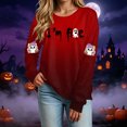 thumbnail image 6 of Duqingm Halloween Shirts for Women Long Sleeve Crewneck Casual Dressy Tops Funny Graphic Halloween Costumes Fall Fashion Outfits,S, 6 of 7