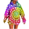thumbnail image 2 of Hoodies for Women Tie-Dye Graphic Hoodies Star Print Hoodie Drawstring Sweatshirts Pocket Pullover S, 2 of 5