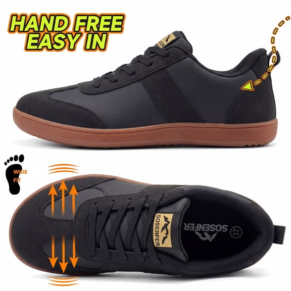 Sosenfer Barefoot Shoes for Women,Hand Free Wide Toe Box Zero Drop Walking Shoes,Lightweight Non Slip Casual Slip On Sneakers