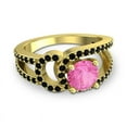 thumbnail image 3 of 2.50 Ct Round Shape Pink Sapphire & Black Onyx Gemstone Unique Wedding Ring for Women Solid 18K Yellow Gold Size 3.5 by Diamond-Capitals, 3 of 8