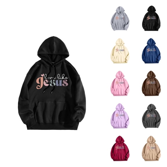 Christian Hoodies for Women 2025 Fall Winter Long Sleeve Jesus Hooded Sweatshirt with Pockets Pullover Tops