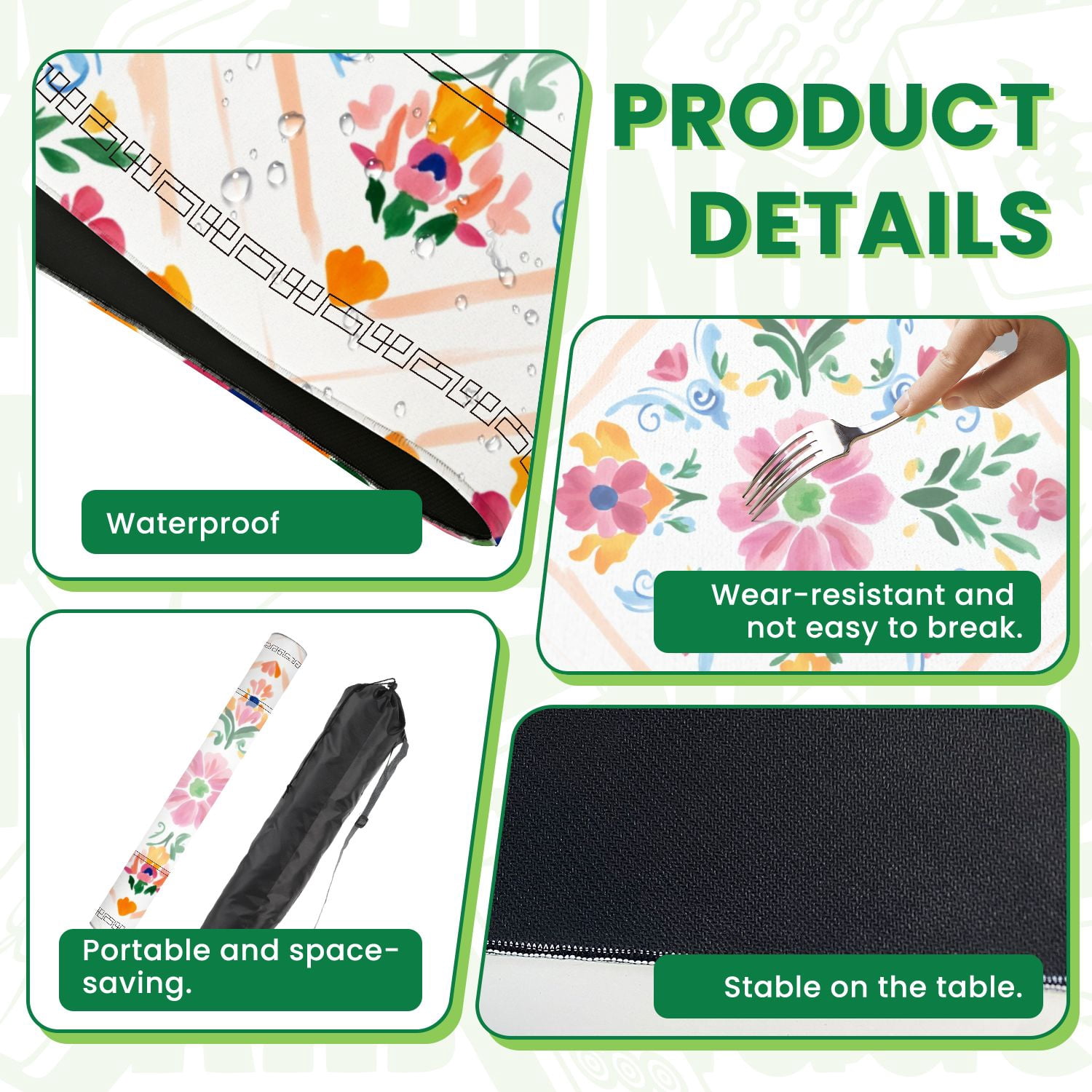 Mahjong Mat 31.5" x 31.5" Colorful Hand Painted Floral Pink Orange Blue Flowers Non-Slip Noise Reduction American Mahjong Tiles Table Cover for Dominoes Poker Card Board Games Gift