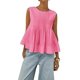 thumbnail image 1 of Blusa Plisada Sin Mangas con Peplum de Verano para Mujer, Estilo Babydoll Y2K con Cuello Redondo. Rosa L, 1 of 9