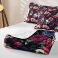 thumbnail image 4 of Homewish Hipple Sugar Skull Quilt Full,Victorian Romantic Rose Full Bedspread Sets,Halloween Duvet,3pcs, 4 of 7