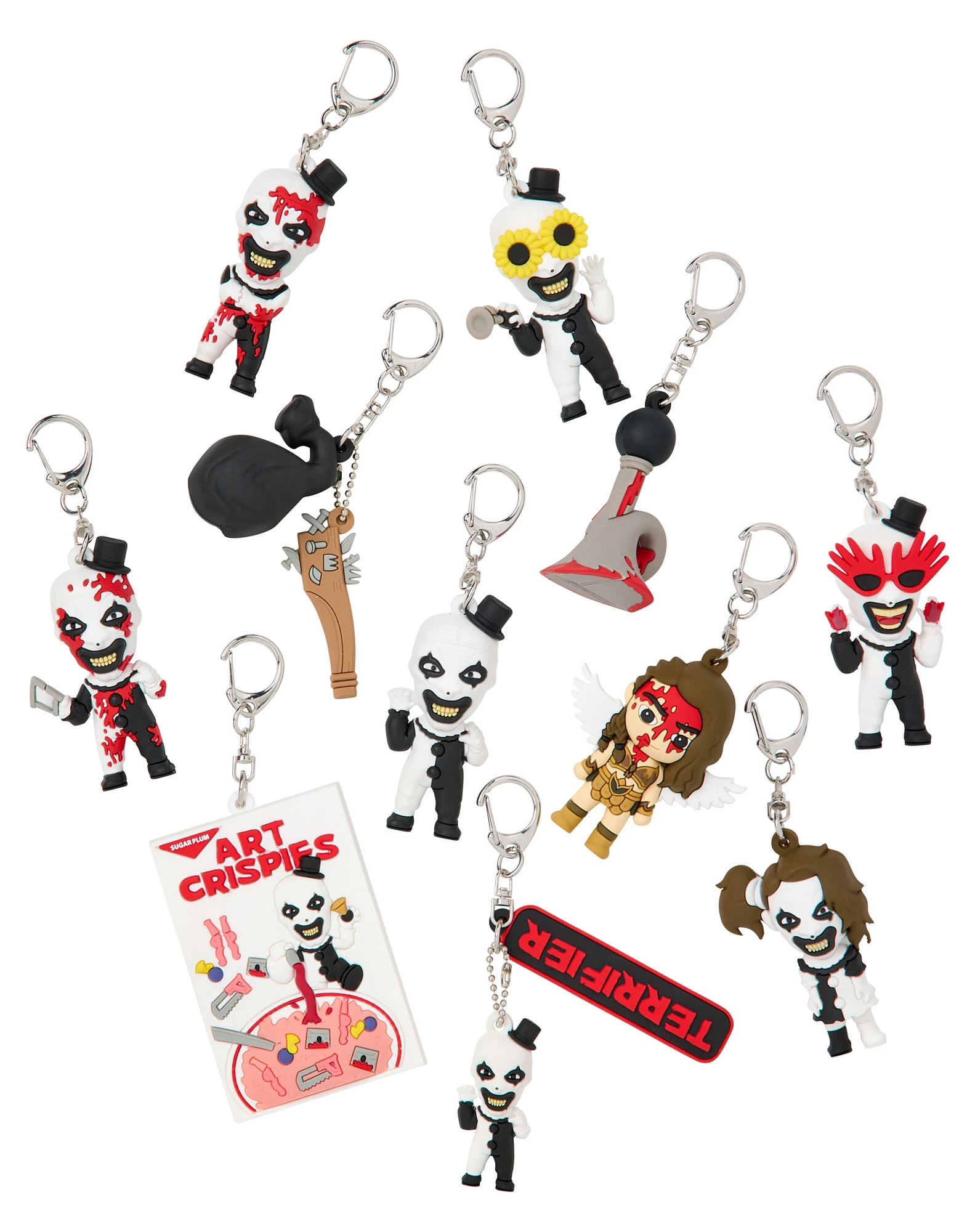 Le Terrifier Bag Clip Blind Pack - Série 1 est un ensemble de porte-clés à collectionner
