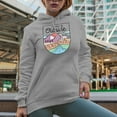 thumbnail image 2 of I'd Rather Be Outside with Mountains, River & Tent Outdoorsy Line Art Merch Gift, Heather Grey Hooded Sweatshirt or Hoodie, Large, 2 of 5