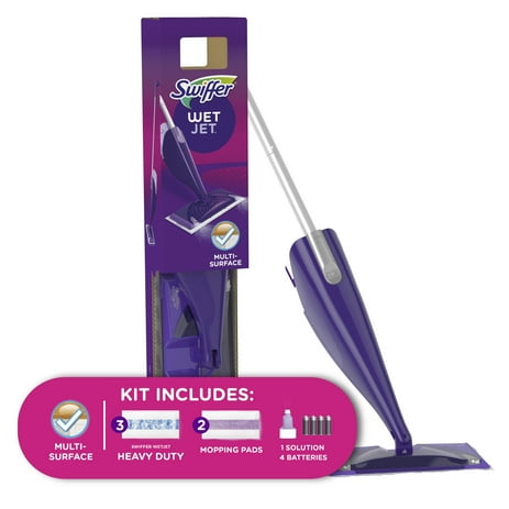 Swiffer WetJet Mop Starter Kit (1 Mop, 5 Mop Pads, 1 Liquid Solution)