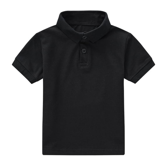 Ticikt Ticikt Boys' Short-Sleeve Polo Shirt, Solid Color Casual Button-Up Collared Top,Color:Black,3-4 Years