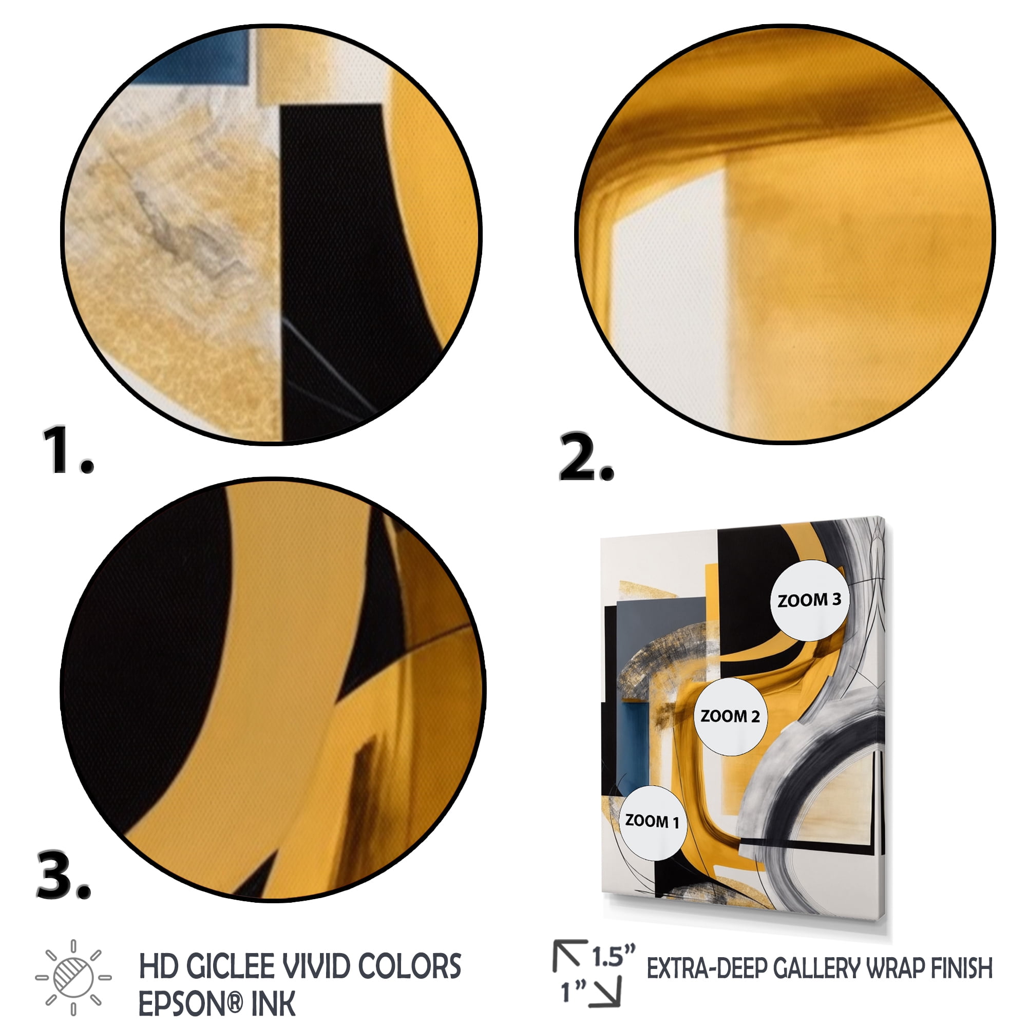Designart Glam Gold And Black Expression IV Canvas Wall Art