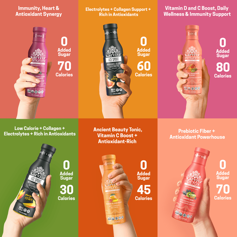 Karviva Organic Detox Juice, 6 Bottles, 12 fl oz Each, Wellness