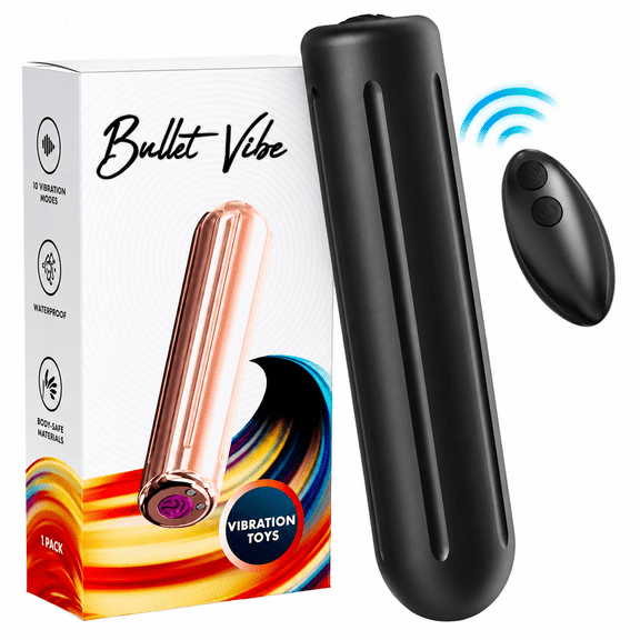Velvet Bliss Vibrating Bullet Massager with Remote Control, 9 Vibration Settings Waterproof Soft Touch, Black