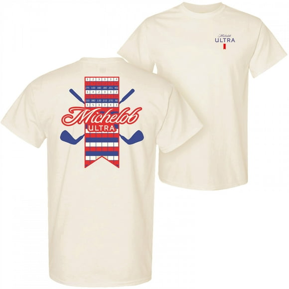 Michelob Ultra Golf Scorecard Beige Colorway Front/Back Print T-Shirt-Small