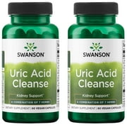 Swanson Uric Acid Cleanse - Natural Supplement Promoting Kidney Support - Features a Powerful Combination of 7 Herbs - (60 Veggie Capsules) 2 Pack