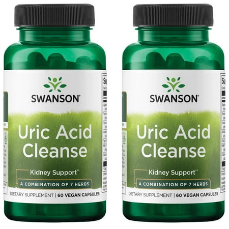 Swanson Uric Acid Cleanse - Natural Supplement Promoting Kidney Support - Features a Powerful Combination of 7 Herbs - (60 Veggie Capsules) 2 Pack