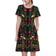 thumbnail image 1 of Fotbe Mexican Flower 2 Vestido Largo de Moda para Mujer, Vestido Tipo Camiseta con Manga Corta y Estilo Casual a Rayas y Bloques de Color, 1 of 6