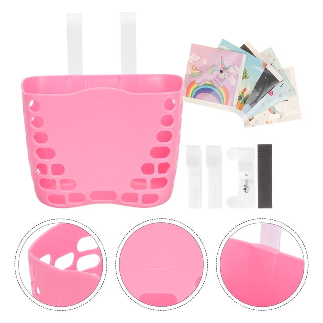 MOKKHNB Kids Bike Baskets 1Set Pink PP Material Durable for School Transport