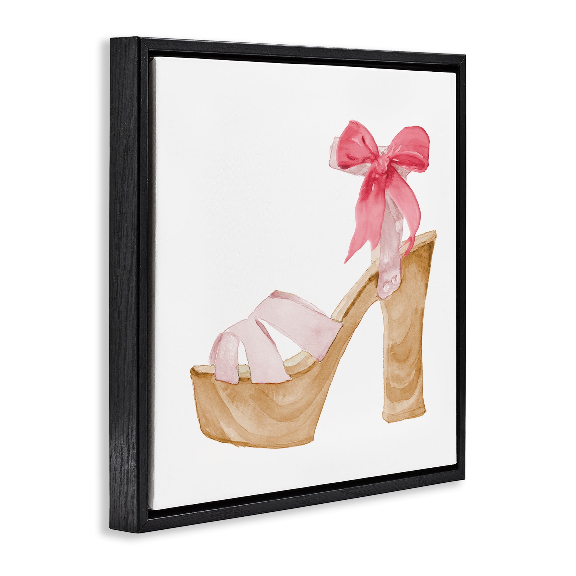 Stupell Industries Pool Party Summer Stiletto Fashion Painting Black Floater Framed Canvas Art Print Wall Art, 18 x 18
