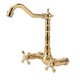 thumbnail image 5 of Grifo para fregadero, grifo dorado de 2 orificios y 2 manijas, latón G1/2 pulgadas, fácil instalación, a prueba de fugas, diseño Retro, grifo para lavabo, 5 of 10