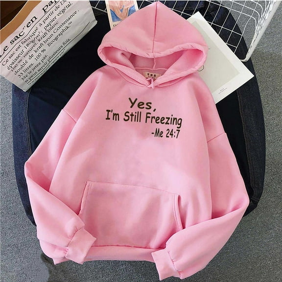 gbyLJF Oversized Graphic Print Hoodies for Women Lightweight Sweatshirt Trendy Fleece Pocket Pullover Tops A02_Pink L