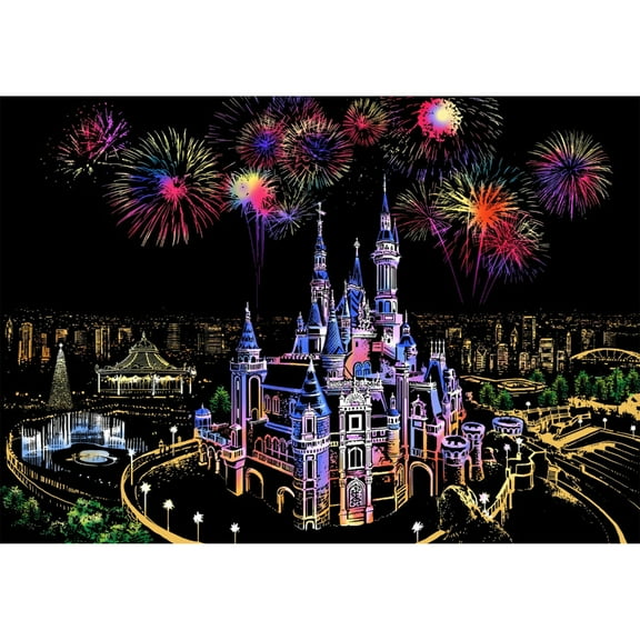 Scratch Painting Kits for Adult City Night View Scratch Painting Rainbow Sketch Pad DIY Art Craft Landscape Painting