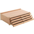 thumbnail image 1 of U.S. Art Supply Caja de almacenamiento para marcadores de bolígrafos pastel de madera de artista con 4 cajones - Construcción de madera dura de olmo 5 compartimentos por cajón - Ideal para pasteles, b, 1 of 5