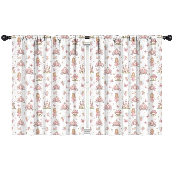 Blackout Kids Curtains,Princess Carriage Castle Pattern Childrens Insulated Curtains Set Of 2,Bedroom Essentials,Toddler Room Decor 42"x54"