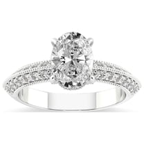 Oval Shape 2 Carat IGI Certified Lab Grown Diamond Ring | 14K White Gold | Dua Side Stone Knife Edge Lab Diamond Ring | FG-VS1-VS2 Quality Friendly Diamonds