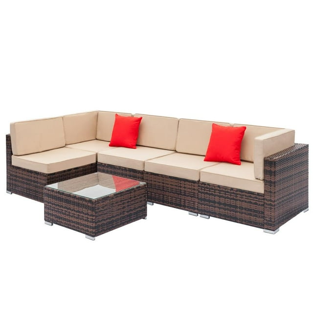 UBesGoo 6Piece Outdoor Patio Sectional Sofa Set with Polyester