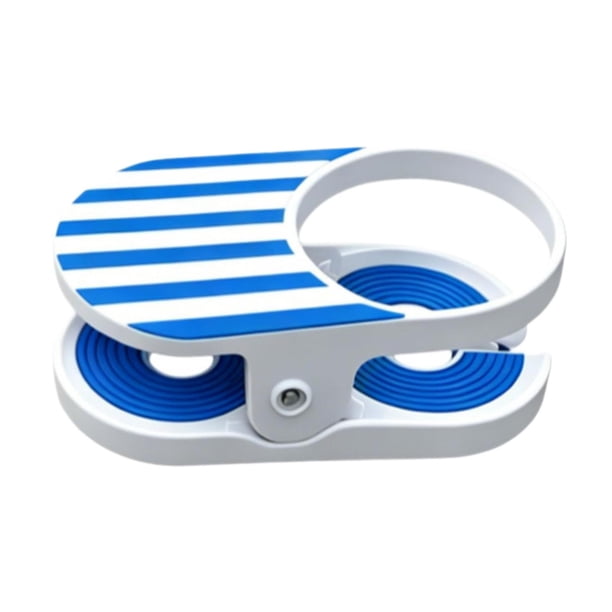 Soporte para tazas y botellas de plástico reforzado con clip para colgar en el escritorio. Azul