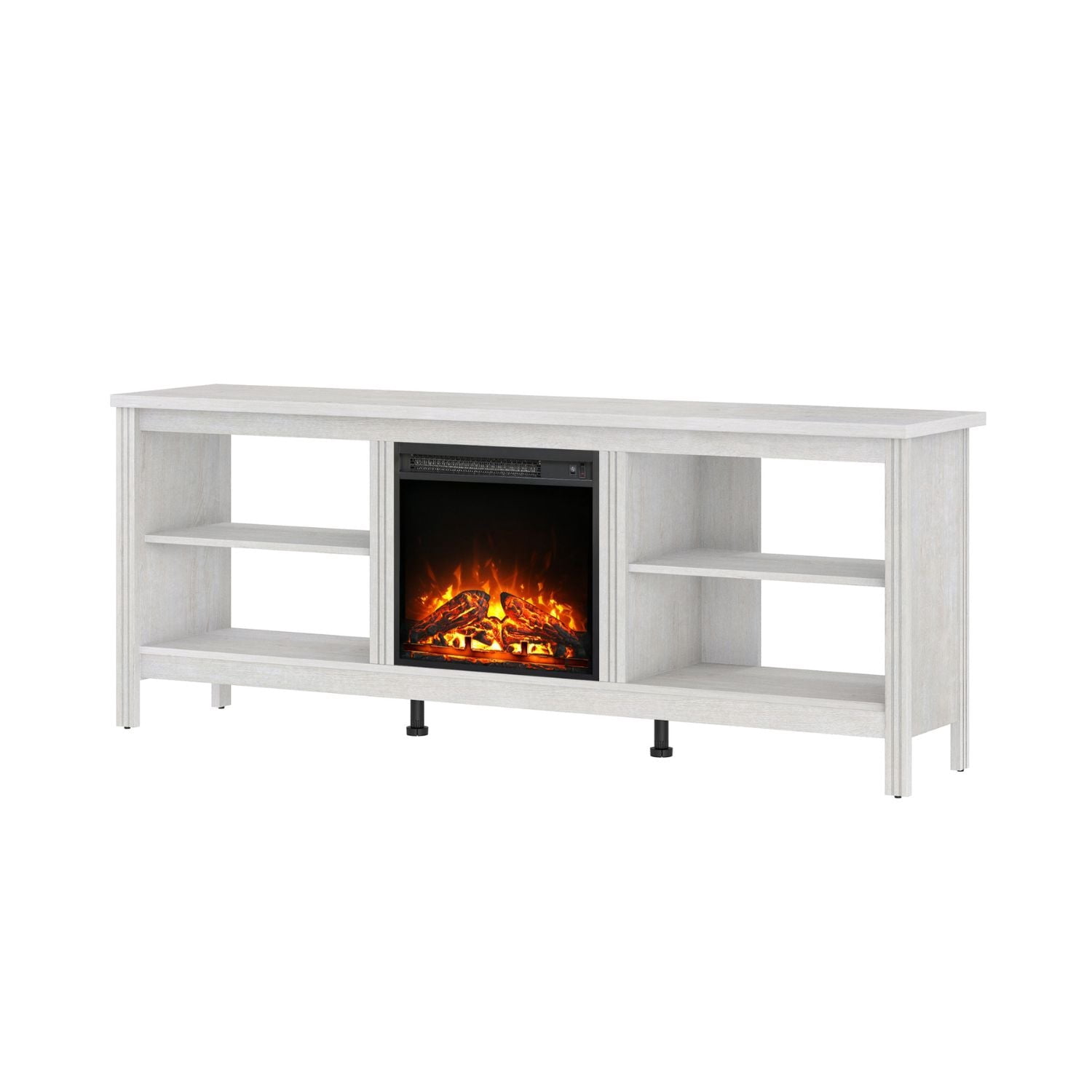 Fitueyes TV Stand for 65+ inch TV Entertainment Center, Fireplace TV Console Table for 55/65/75 inch TV with 4 Storages for Living Room Bedroom, Gray White
