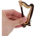 thumbnail image 4 of Instrument Mini Harp Mini Retro Harp Figurine Antique Harp Model with Box Wooden Harp Statue Musical Instrument Ornament for Home Office Decor Miniature Musical Instruments brown 9X6cm brown 9X6cm, 4 of 5