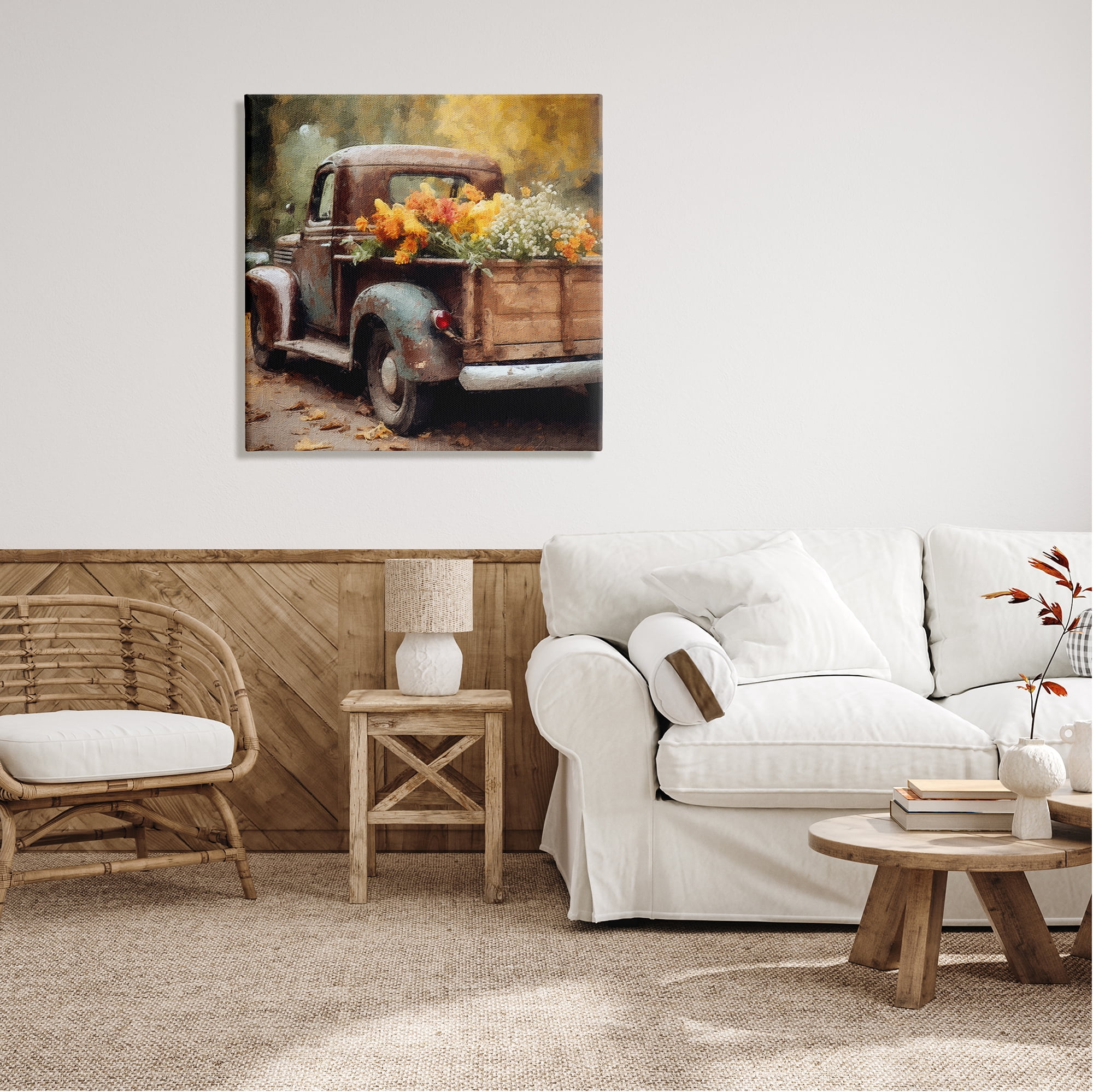 Stupell Industries Autumnal Plants in Truck Holiday Painting Gallery Wrapped Canvas Art Print Wall Art, 30 x 30