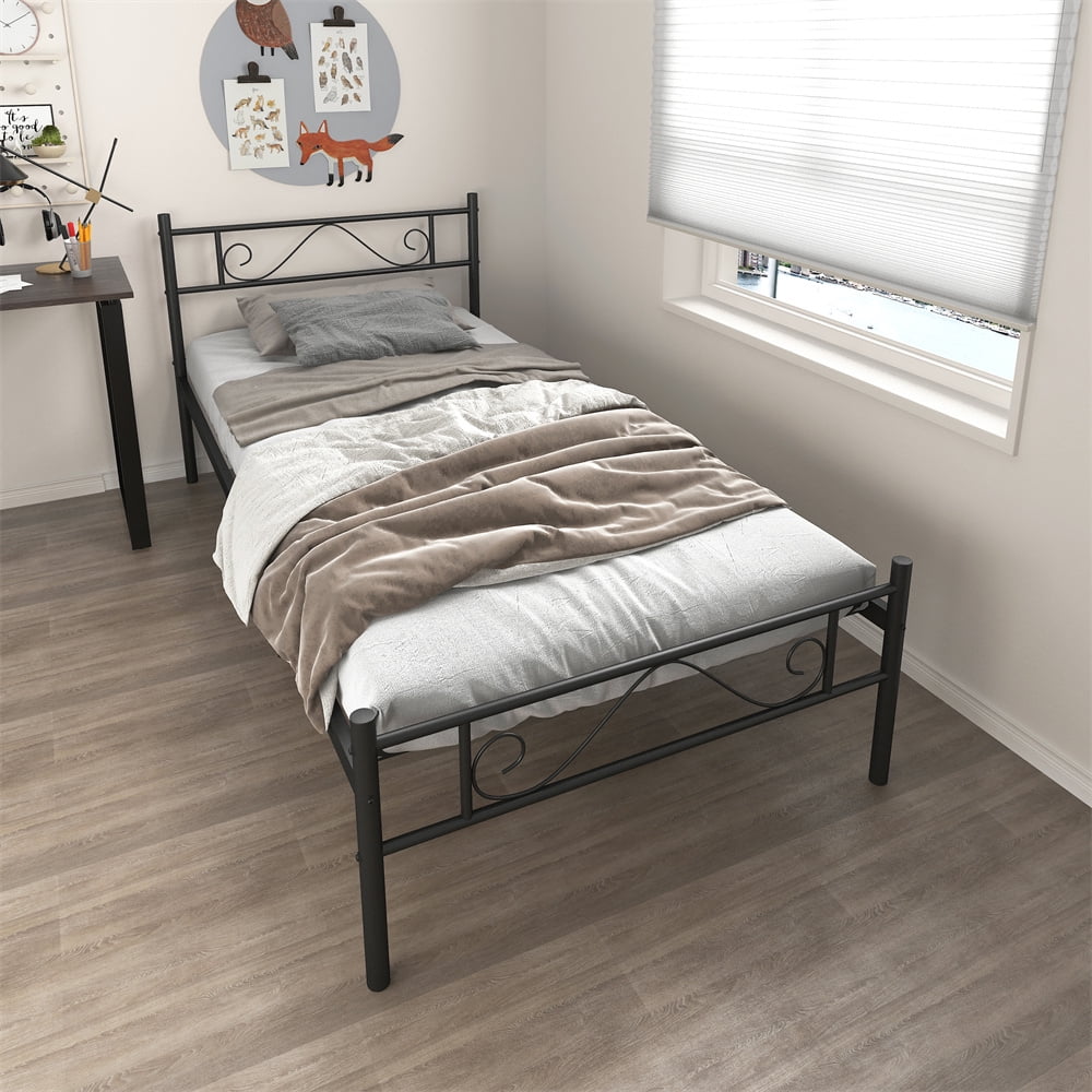 Twin Bed Frame Heavy Duty Twin Size Metal Bed Frame with Headboard No