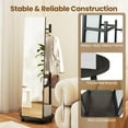 thumbnail image 6 of Costway Coat Rack with Full Length Mirror, 3 Hooks & Storage Shelves, 360° Swivel Wheels Black, 6 of 10