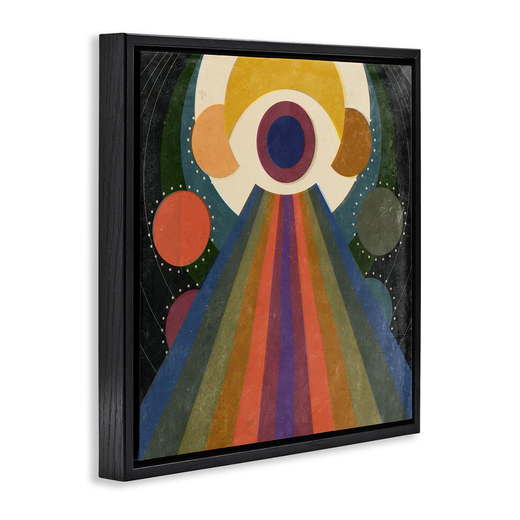 Stupell Industries Spiritual Eye with Rays Abstract Painting Black Floater Framed Canvas Art Print Wall Art, 25 x 25