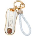 thumbnail image 1 of LAICAIW Compatible for Porsche Key Fob Cover with Keychain Lanyard, Key Fob Protector Shell Compatible with Porsche 911 Cayenne Panamera TAYCAN 3 Button Keyless Entry Smart Key Case, 1 of 6