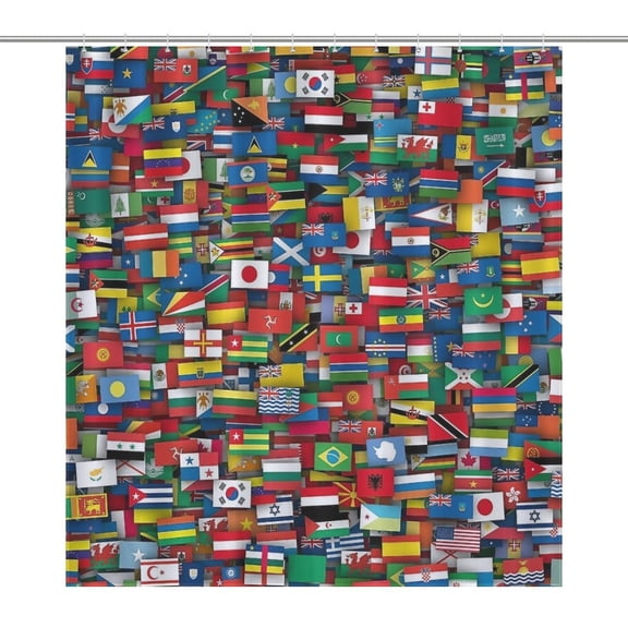 Flags Of All Countries Of The World Shower Curtain Bathtub Decor Bathroom Fabric Waterproof Curtains Shower