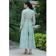 thumbnail image 4 of Sage Green Floral Printed Chiffon Flared Maxi Dress With Buttons, 4 of 5