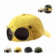 thumbnail image 2 of Men's Korean-Style Pilot Baseball Cap, Aviator Goggle Hat with Curved Visor, Cotton Canvas Sun Protection Cap for Spring Summer Yellow, 2 of 5