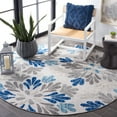 thumbnail image 3 of SAFAVIEH Cabana Georgiana Floral Indoor/Outdoor Area Rug, Grey/Blue, 6'7" x 6'7" Round, 3 of 13