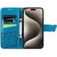 thumbnail image 2 of Case for iPhone 16 Pro Max Wallet Case for Women, Leather Flip Phone Case with Kickstand Magnetic and Card Holder Protective Case Cover for iPhone 16 Pro Max 6.9 inch Butterfly Blue SD, 2 of 10