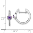 thumbnail image 3 of Auriga 14k White Gold Diamond Cabochon Amethyst Hoop Earrings for Women (L- 0.63 inch, W- 0.67 inch), 3 of 6