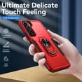 thumbnail image 4 of SamSung Galaxy S21FE mobile phone case, military grade shockproof cover pass, 15 foot drop test protective cover, with magnetic support and vehicle support（Red）, 4 of 6