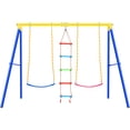 thumbnail image 2 of Sesslife TE760 2021 Heavy Duty A-Frame Metal Swing Set with Height Adjustment Swing Chair and Glider, 2 of 10