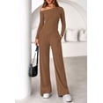 thumbnail image 4 of Conjunto Coordinado PRETTYGARDEN Marrón Top de Hombros Descubiertos y Pantalón de Punto Talla XL, 4 of 8